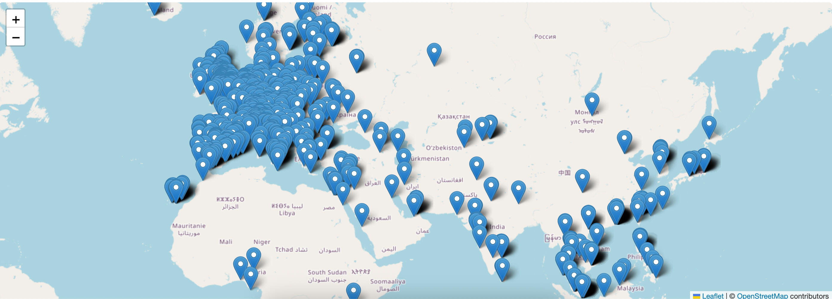 The map of aerial and pole studios around the world The map of aerial and pole studios around the world